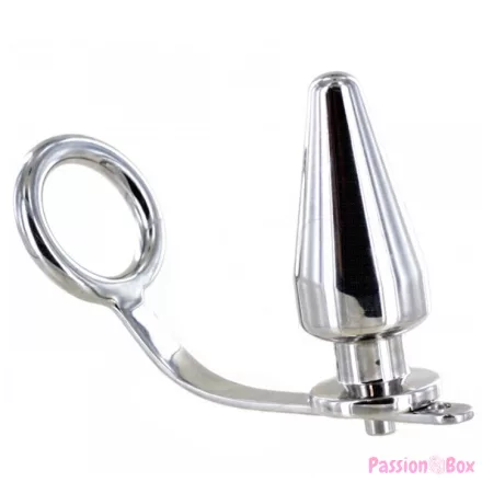 METAL HARD - STEEL RING WITH ANAL PLUG 45 X 50MM