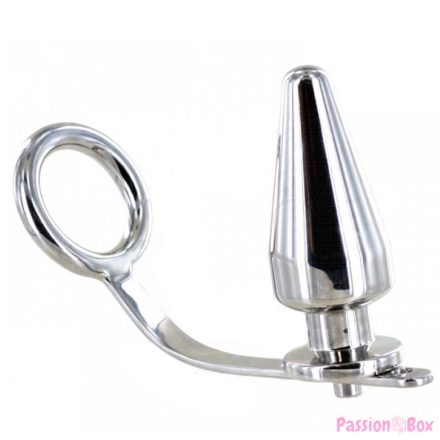 METAL HARD - STEEL RING WITH ANAL PLUG 80 X 55 MM