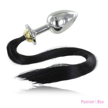METAL HARD - STEEL ANAL PLUG WITH TAIL 8.89CM