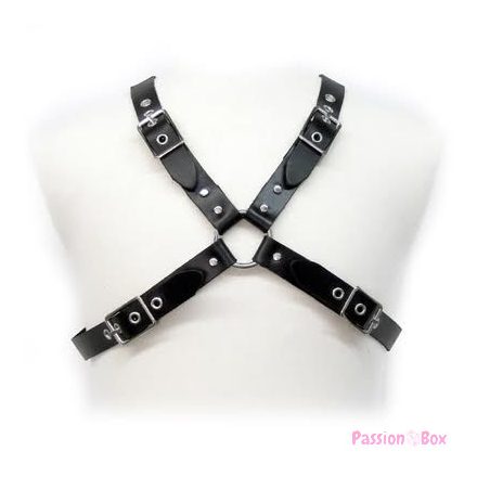 LEATHER BODY - BLACK BUCKLE HARNESS FOR MEN