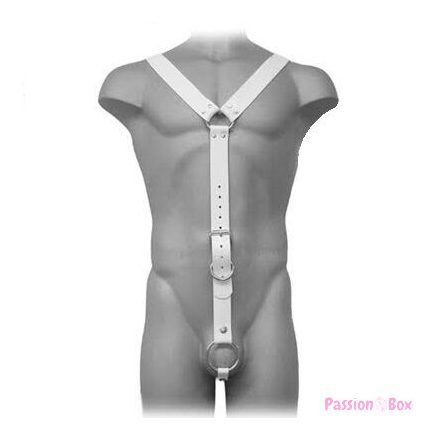 LEATHER BODY - HARNESS MEN WHITE