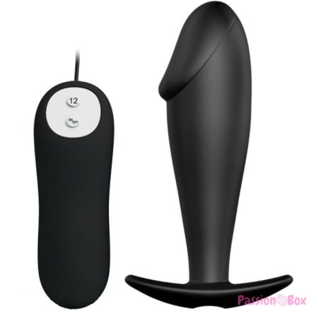 PRETTY LOVE - SILICONE ANAL PLUG PENIS FORM AND 12 VIBRATION MODES BLACK