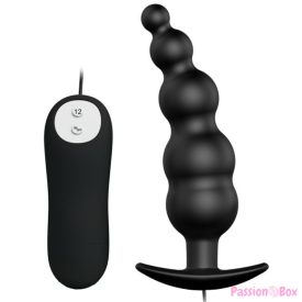   PRETTY LOVE - ANAL PLUG SILICONE EXTRA STIMULATION AND 12 VIBRATION MODES BLACK REMOTE CONTROL