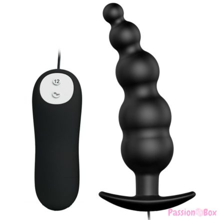 PRETTY LOVE - ANAL PLUG SILICONE EXTRA STIMULATION AND 12 VIBRATION MODES BLACK REMOTE CONTROL