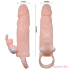 BAILE - BRAVE MAN PENIS COVER WITH RABBIT AND DOUBLE ENGINE FLESH 16.5 CM