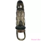 BAILE - BRAVE MAN PENIS COVER WITH CLIT AND ANAL STIMULATION DOUBLE BULLET BLACK 16.5 CM