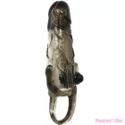 BAILE - BRAVE MAN PENIS COVER WITH CLIT AND ANAL STIMULATION DOUBLE BULLET BLACK 16.5 CM