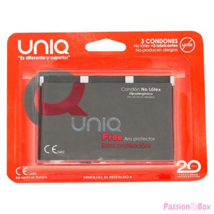 UNIQ - FREE LATEX FREE CONDOMS WITH PROTECTIVE RING 3 UNITS