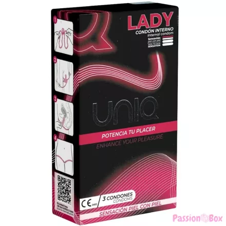 UNIQ - LADY CONDOM LATEX FREE FEMALE CONDOMS WITH GARTER BELT 3 UNITS