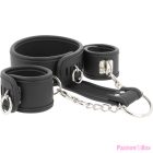 FETISH SUBMISSIVE - VEGAN LEATHER NECKLACE AND HANDCUFFS WITH NOPRENE LINING