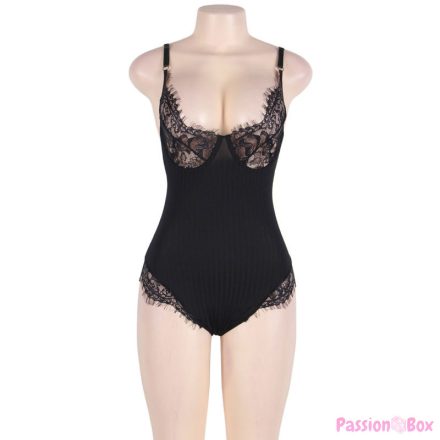 SUBBLIME - QUEEN PLUS TEDDY WITH CLEARS AND FRINGES BLACK