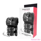 DARKNESS - BLACK ADJUSTABLE LEATHER HANDCUFFS WITH LINING