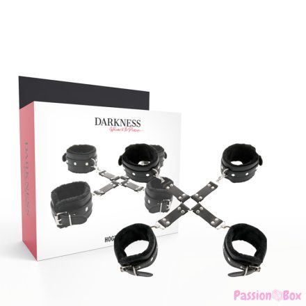 DARKNESS - LEATHER HANDCUFFS FOR FOOT AND HANDS BLACK