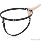 FETISH SUBMISSIVE HARNESS - FLESH SILICONE VIBRATOR 15 CM