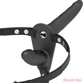   FETISH SUBMISSIVE HARNESS - DOUBLE PENETRATION BLACK VIBRATOR