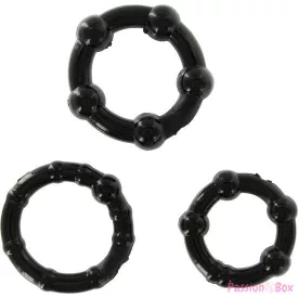 SEVEN CREATIONS - SET OF THREE BLACK PENIS RINGS