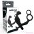 ADDICTED TOYS - ANAL PLUG WITH DOUBLE PENIS RING AND TESTICLES BLACK