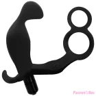 ADDICTED TOYS - ANAL PLUG WITH DOUBLE PENIS RING AND TESTICLES BLACK