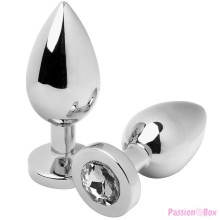 METAL HARD - ANAL PLUG DIAMOND TRANSPARENT MEDIUM 7.62CM