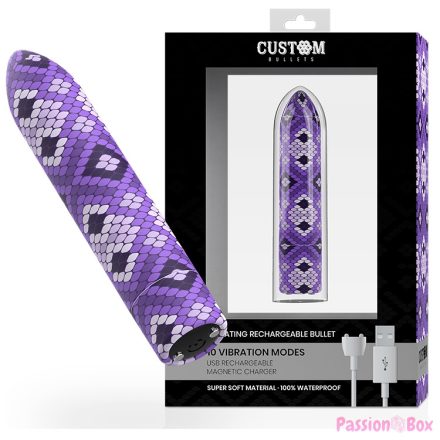 CUSTOM BULLETS - RECHARGEABLE SNAKE PURPLE MAGNETIC BULLET 10 INTENSITIES