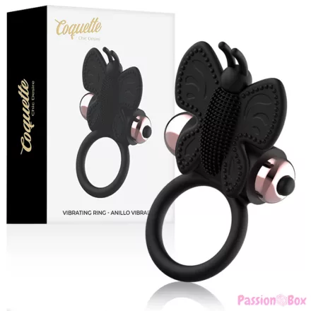 COQUETTE CHIC DESIRE - COCK RING BUTTERFLY WITH VIBRATOR BLACK/ GOLD