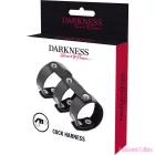 DARKNESS - ADJUSTABLE LEATHER DOUBLE PENIS AND TESTICLE RING