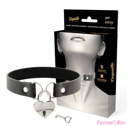 COQUETTE CHIC DESIRE - VEGAN LEATHER NECKLACE WITH HEART ACCESSORY WITH KEY