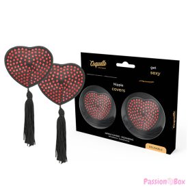 COQUETTE CHIC DESIRE - NIPPLE COVERS HEART BLACK / RED
