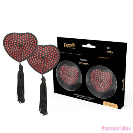 COQUETTE CHIC DESIRE - NIPPLE COVERS HEART BLACK / RED
