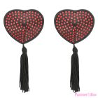 COQUETTE CHIC DESIRE - NIPPLE COVERS HEART BLACK / RED