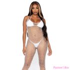 LEG AVENUE - WOVEN TWIST NET MAXI DRESS ONE SIZE WHITE