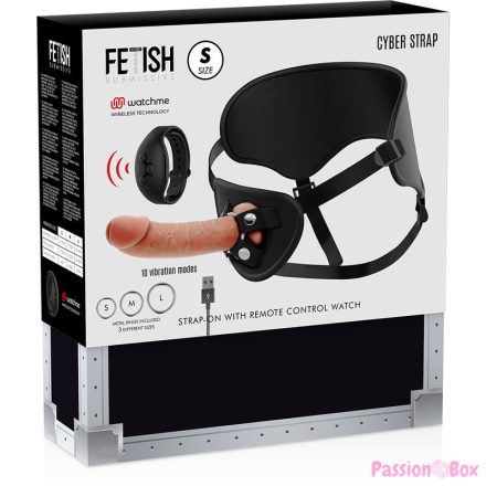 FETISH SUBMISSIVE CYBER STRAP - HARNESS WITH REMOTE CONTROL DILDO WATCHME S TECHNOLOGY