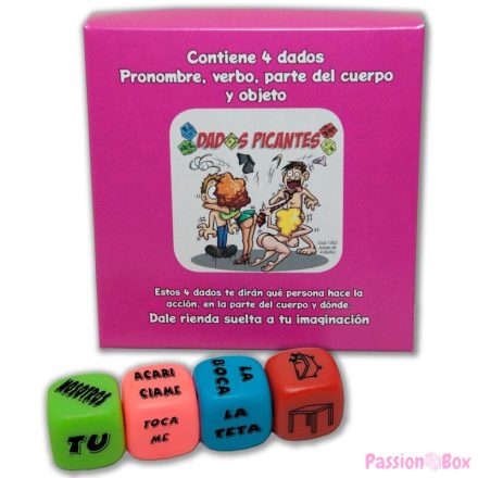 DIABLO PICANTE - 4 DICE GAME OF PRONOUN, VERB, PART OF THE BODY AND PLACE
