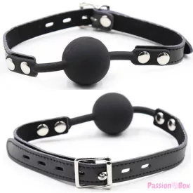   OHMAMA FETISH - SILICONE BALL GAG WITH LEATHER BELT (PADLOCK INCLUDED)