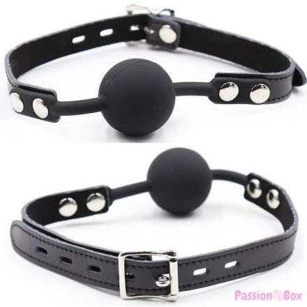OHMAMA FETISH - SILICONE BALL GAG WITH LEATHER BELT (PADLOCK INCLUDED)