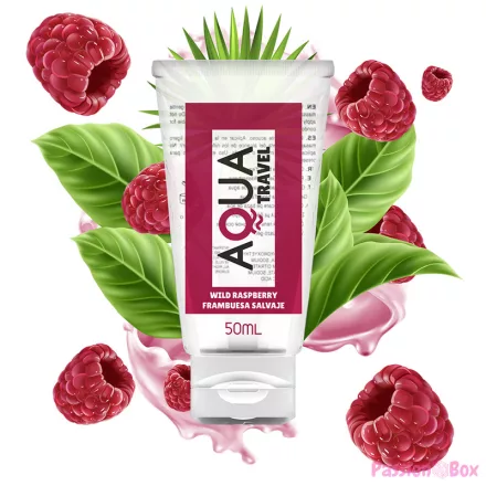 AQUA TRAVEL - WILD RASPBERRY FLAVOUR WATERBASED LUBRICANT - 50 ML