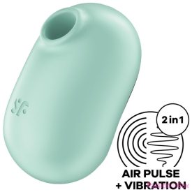   SATISFYER - PRO TO GO 2 DOUBLE AIR PULSE STIMULATOR & VIBRATOR GREEN