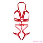 LEG AVENUE - KINK - STUDDED O-RING HARNESS TEDDY SIZE S - RED