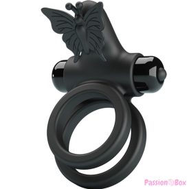 PRETTY LOVE - DOUBLE VIBRATING RING WITH BLACK STIMULATOR
