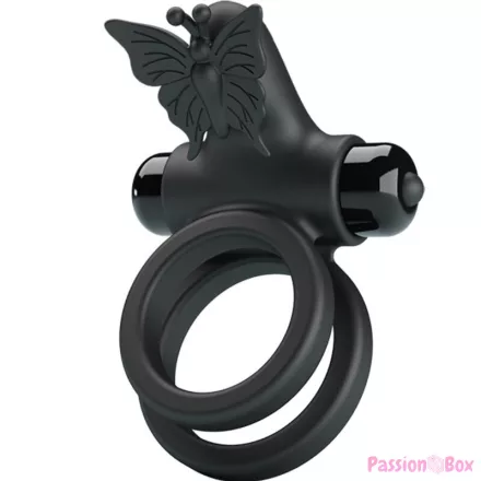PRETTY LOVE - DOUBLE VIBRATING RING WITH BLACK STIMULATOR