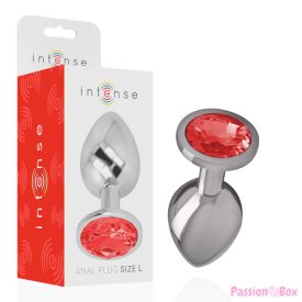 INTENSE - ALUMINUM METAL ANAL PLUG WITH RED CRYSTAL SIZE L