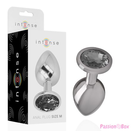INTENSE - ALUMINUM METAL ANAL PLUG WITH BLACK GLASS SIZE M