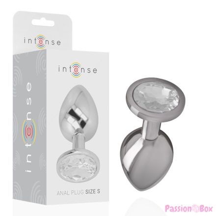 INTENSE - ALUMINUM METAL ANAL PLUG WITH SILVER CRYSTAL SIZE S