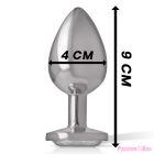 INTENSE - ALUMINUM METAL ANAL PLUG WITH SILVER CRYSTAL SIZE L