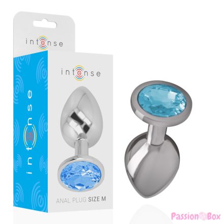 INTENSE - ALUMINUM METAL ANAL PLUG WITH BLUE GLASS SIZE M