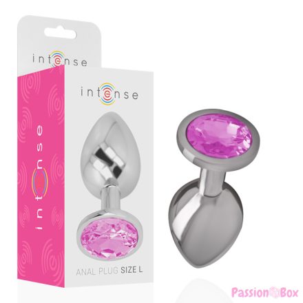 INTENSE - ALUMINUM METAL ANAL PLUG WITH PINK CRYSTAL SIZE L