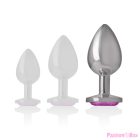 INTENSE - ALUMINUM METAL ANAL PLUG WITH PINK CRYSTAL SIZE L