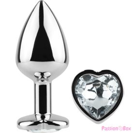   SECRETPLAY - METAL BUTT PLUG CLEAR CRYSTAL HEART SMALL SIZE 7 CM