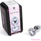 SECRETPLAY - METAL BUTT PLUG CLEAR CRYSTAL HEART SMALL SIZE 7 CM