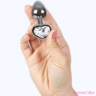 SECRETPLAY - METAL BUTT PLUG CLEAR CRYSTAL HEART SMALL SIZE 7 CM